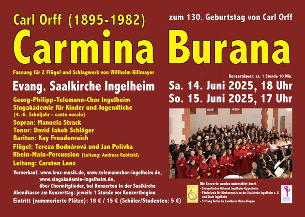 Flyer Carmina Burana 14 u 15 Juni a